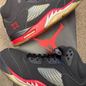 Jordan 5 Retro Top 3 - Men's Black and Red Retro Sneakers